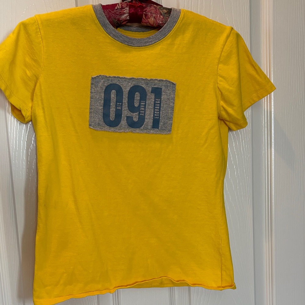A/X Armani Exchange Yellow Tee with Blue 091 Graphic